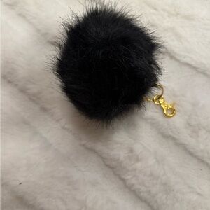 Black Fur Pom Pom Keychain